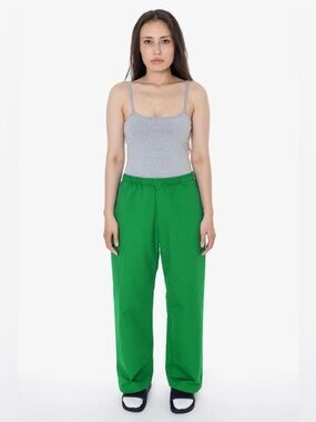 Los Angeles Apparel Poly Cotton Kelly Green Baggy Elastic-Waist Wide-Leg Pants